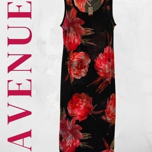 Avenue Women's Black and Red Floral Dress